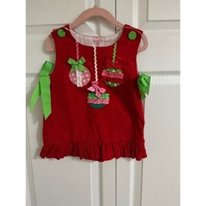 Mud Pie Baby Red Corduroy Christmas Ornament Holiday Dress‎ 12 18 Months